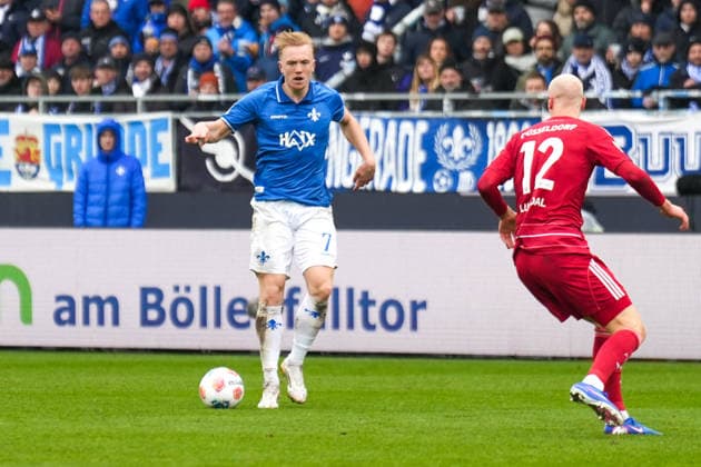 2. Bundesliga: SV Darmstadt 98 vs Fortuna Düsseldorf, Merck-Stadion am Böllenfalltor, 21.02.2026 Am Ball Isac Lidberg (SV Darmstadt 98, 7) 2. Bundesliga: SV Darmstadt 98 vs Fortuna Düsseldorf, Merck-Stadion am Böllenfalltor, 21.02.2026 DFB DFL REGULATIONS PROHIBIT ANY USE OF PHOTOGRAPHS AS IMAGE SEQUENCES AND OR QUASI-VIDEO.