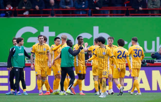 Brentford v Brighton and Hove Albion, London, UK - 21 Feb 2026 Goal celebrations for Diego Gomez of Brighton and Hove Albion during the Premier League match between Brentford and Brighton and Hove Albion at Gtech Community Stadium, London on 21 February 2026 ( London Gtech Community Stadium London England Copyright: xTomxCusden PPAUKx PPA-249999