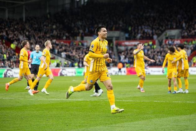 Diego Gomez of Brighton & Hove Albion scores and celebrates 0-1 Brentford v Brighton and Hove Albion, Premier League, Football, Gtech Community Stadium, London, UK - 21 Feb 2026London Gtech Community Stadium United Kingdom EDITORIAL USE ONLY No use with unauthorised audio, video, data, fixture lists, club league logos or live services. Online in-match use limited to 120 images, no video emulation. No use in betting, games or single club league player publications. Copyright: xIanxTuttle Shutterstockx 16681480ab