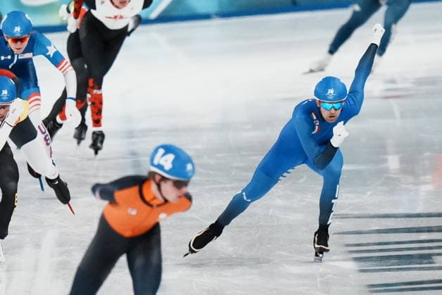 Andrea Giovannini from Italy Men™s Speed skating, Eisschnelllauf mass start at the 2026 Winter Olympics, Milan, Italy, Saturday , Feb. 21, 2026. (Gian Mattia D Alberto LaPresse)  Copyright: xGianxMattiaxD Alberto LaPressex