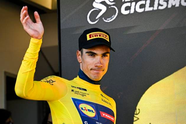 Volta Algarve 2026 Stage 4 LAGOS, PORTUGAL - FEBRUARY 21 : Ayuso Juan (ESP) of Lidl - Trek on the podium during stage 4 of the 52th edition of Volta Algarve an UCI ProSeries 2.Pro cycling road race stage for Men Elite of 175.1 km with start in Albufeira and finish in Lagos on February 21, 2026 in Lagos, Portugal, 21 02 2026 ( Motordriver Guy De Vuyst - Lagos Portugal  Copyright: xNicoxVereeckenx