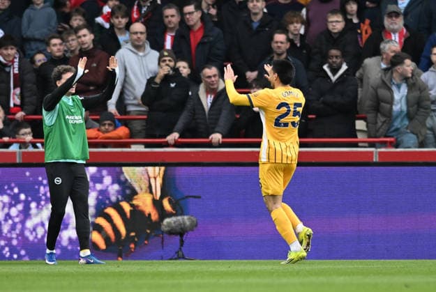 21st February 2026; Gtech Community Stadium, Brentford, London, England; Premier League Football, Brentford versus Brighton and Hove Albion; Diego Gomez of Brighton celebrates on scoring in 31st minute for 0-1  SimonxWest Content restricted for UK based newspaper