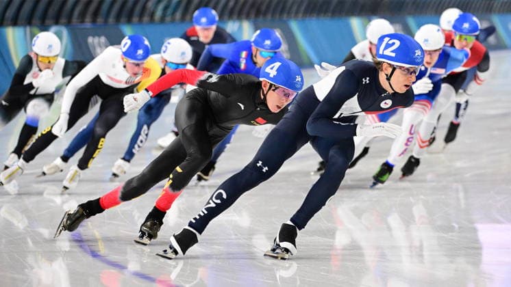 XXV Winter Olympic Games, Olympische Spiele, Olympia, OS in Milan, Italy, on February 21, 2026. Speed skating, Eisschnelllauf Men s Mass Start, final. In front, from left: Yu Wu from China and Metodej Jilek from Czech Republic. (CTKxPhoto MichalxKamaryt) CTKPhotoP2026022104540  CTKPhotoP2026022104540