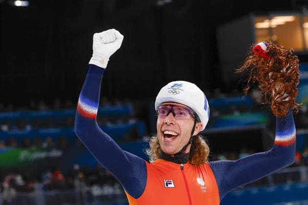 MILAN , 21-02-2026 , Milano Speed skating, Eisschnelllauf Stadium , Olympic Winter games, Winterspiele,Spiele, Summer games 2026 - Speed Skating mass start, final men Picture shows Jorrit Bergsma celebrates winning gold Olympic Winter Games 2026 - Speed Skating mass start  x201785412x Copyright:
