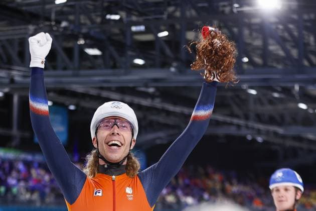 MILAN , 21-02-2026 , Milano Speed skating, Eisschnelllauf Stadium , Olympic Winter games, Winterspiele,Spiele, Summer games 2026 - Speed Skating mass start, final men Picture shows Jorrit Bergsma celebrates winning gold Olympic Winter Games 2026 - Speed Skating mass start  x201785478x Copyright: