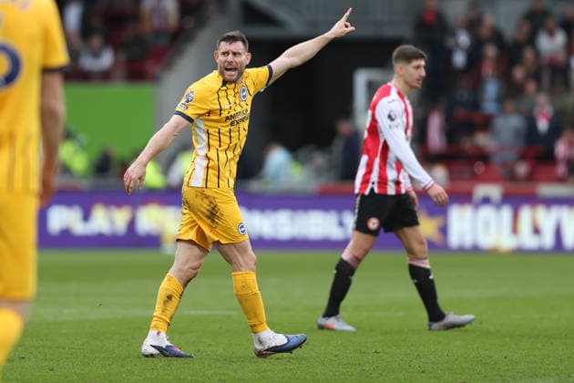 Brentford FC v Brighton & HA 21 February 2026 Brentford - Premier League football - Brentford FC v Brighton & Hove Albion - James Milner of Brighton & Hove Albion directs the play - (Photo by Mark Leech). Brentford London UK Copyright: xMarkxLeechxOffside