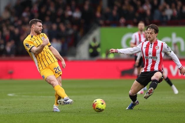 Brentford FC v Brighton & HA 21 February 2026 Brentford - Premier League football - Brentford FC v Brighton & Hove Albion - James Milner of Brighton & Hove Albion in action - (Photo Mark Leech). Brentford London UK Copyright: xMarkxLeechxOffside