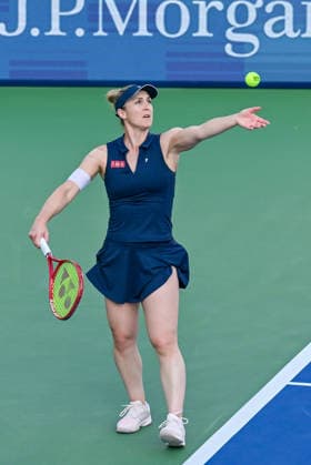 2026 Dubai Duty Free Tennis Championships DUBAI, UAE - FEBRUARY 21: German tennis player Laura Siegemund and Russian tennis player Vera Zvonareva compete against Canadian tennis player Gabriela Dabrowski and Brazilian tennis player Luisa Stefani in the women’s doubles final of the Dubai Duty Free Tennis Championships at the Dubai Duty Free Tennis Stadium in Dubai, United Arab Emirates, on February 21, 2026. Waleed Zein Anadolu Dubai United Arab Emirates. Editorial use only. Please get in touch for any other usage.  Copyright: x2026xAnadoluxWaleedxZeinx