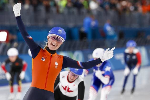 MILAN , 21-02-2026 , Milano Speed skating, Eisschnelllauf Stadium , Olympic Winter games, Winterspiele,Spiele, Summer games 2026 - Speed Skating mass start, final ladies, Picture shows Marijke Groenewoud wins the gold Olympic Winter Games 2026 - Speed Skating mass start  x201787297x Copyright: