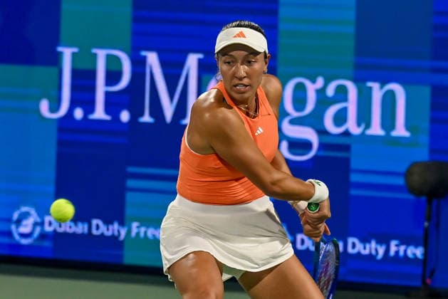 2026 Dubai Duty Free Tennis Championships DUBAI, UNITED ARAB EMIRATES – FEBRUARY 21: Elina Svitolina of Ukraine competes against Jessica Pegula (seen) of the United States during the women’s singles final of the Dubai Duty Free Tennis Championships at the Dubai Duty Free Tennis Stadium in Dubai, United Arab Emirates, on February 21, 2026. Waleed Zein Anadolu Dubai United Arab Emirates. Editorial use only. Please get in touch for any other usage.  Copyright: x2026xAnadoluxWaleedxZeinx