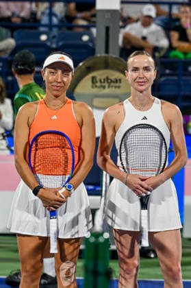 2026 Dubai Duty Free Tennis Championships DUBAI, UNITED ARAB EMIRATES – FEBRUARY 21: Elina Svitolina (seen) of Ukraine competes against Jessica Pegula of the United States during the women’s singles final of the Dubai Duty Free Tennis Championships at the Dubai Duty Free Tennis Stadium in Dubai, United Arab Emirates, on February 21, 2026. Waleed Zein Anadolu Dubai United Arab Emirates. Editorial use only. Please get in touch for any other usage.  Copyright: x2026xAnadoluxWaleedxZeinx