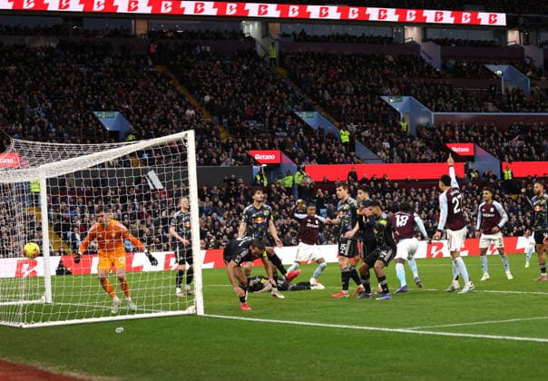 Tammy Abraham (AV) scores for Villa (1-1) at the Aston Villa v Leeds United EPL match, at Villa Park, Birmingham, UK on 21st February, 2026. 