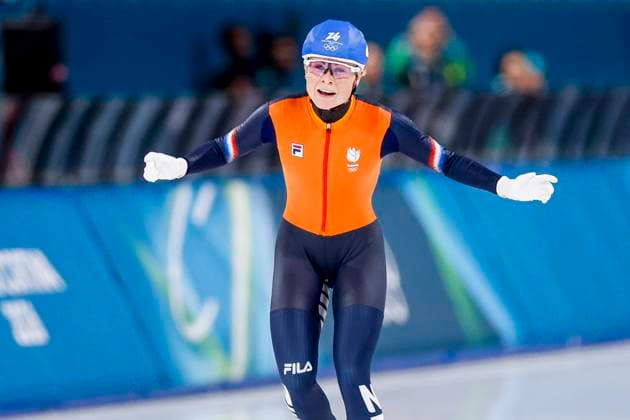 winner Marijke Groenewoud of the Netherlands celebrates after Women s Mass Start Final, Milano Cortina 2026 Winter Olympics: Day 15, Speed skating, Eisschnelllauf - Milano Cortina 2026 Winter Olympics: Day 15, Milano Speed Skating Stadium, February 21, 2026, Milan, Italy.