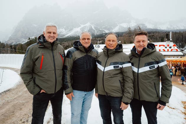 OLYMPICS - Winter Olympic Games, Olympische Spiele, Olympia, OS Milano Cortina 2026 CORTINA D AMPEZZO,ITALY,21.FEB.26 - OLYMPICS - Winter Olympic Games Milano Cortina 2026, Austria House, media event, media talk, Olympia Bilanz. Image shows Harald Winkler (AUT), Gerhard Haidacher (AUT), Ingo Appelt (AUT) and Thomas Schroll (AUT).  GEPAxpictures xAlexanderxSolc