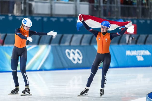 2026 Milano-Cortina Winter Olympics MILAN, ITALY - FEBRUARY 21: Marijke Groenewoud of Netherlands, finished first in the race, celebrates after competing in women s mass start Speed skating, Eisschnelllauf event during the 2026 Milano-Cortina Winter Olympics at Milan Speed Skating Stadium in Milan, Italy on February 21, 2026. Cemal Yurttas Anadolu Milan Italy. Editorial use only. Please get in touch for any other usage.  Copyright: x2026xAnadoluxCemalxYurttaÅüx