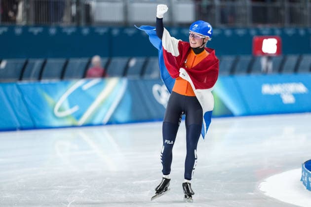 2026 Milano-Cortina Winter Olympics MILAN, ITALY - FEBRUARY 21: Marijke Groenewoud of Netherlands, finished first in the race, celebrates after competing in women s mass start Speed skating, Eisschnelllauf event during the 2026 Milano-Cortina Winter Olympics at Milan Speed Skating Stadium in Milan, Italy on February 21, 2026. Cemal Yurttas Anadolu Milan Italy. Editorial use only. Please get in touch for any other usage.  Copyright: x2026xAnadoluxCemalxYurttaÅüx