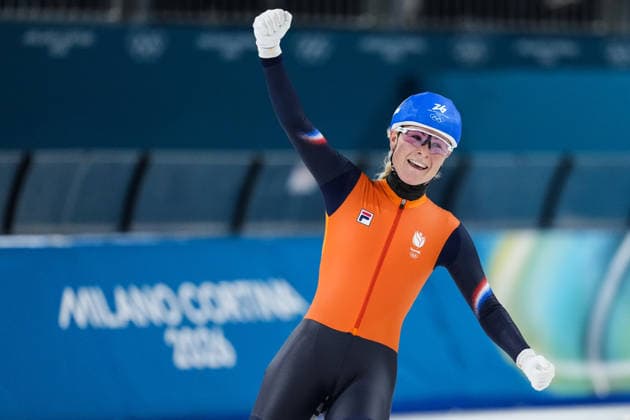 2026 Milano-Cortina Winter Olympics MILAN, ITALY - FEBRUARY 21: Marijke Groenewoud of Netherlands, finished first in the race, celebrates after competing in women s mass start Speed skating, Eisschnelllauf event during the 2026 Milano-Cortina Winter Olympics at Milan Speed Skating Stadium in Milan, Italy on February 21, 2026. Cemal Yurttas Anadolu Milan Italy. Editorial use only. Please get in touch for any other usage.  Copyright: x2026xAnadoluxCemalxYurttaÅüx