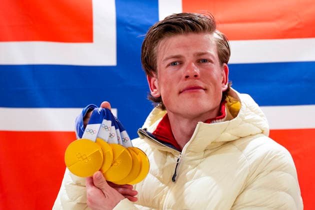 Winter Olympics in Milan Cortina 2026 Val di Fiemme, Italy 20260221. Johannes Hosflot Klaebo with the first five gold medals won during the Winter Olympics in Milano Cortina 2026. Photo: Lise Aserud NTB Val di Fiemme Italy EDITORIAL USE ONLY. RESTRICTED USE FOR BETTING COMPANIES Ref:_SPO7nPblxXwpi4.jpg *** Winter Olympics in Milan Cortina 2026 Val di Fiemme, Italy 20260221 Johannes Hosflot Klaebo with the first five gold medals won during the Winter Olympics in Milan Cortina 2026 Photo Lise Aserud NTB Val di Fiemme Italy EDITORIAL USE ONLY RESTRICTED USE FOR BETTING COMPANIES  Copyright: xLisexAserudxx xNTBx