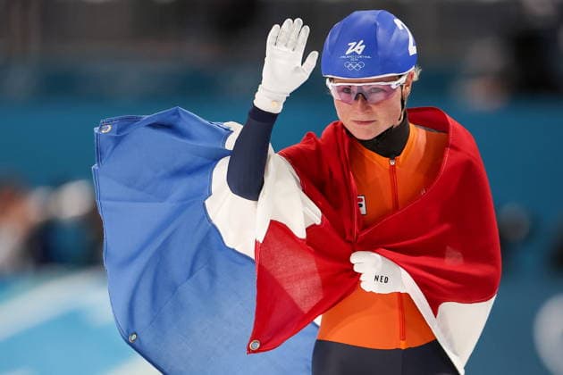 ITALY, MILAN - FEBRUARY 21, 2026: Gold medalist Marijke Groenewoud of the Netherlands celebrates her victory in the women s mass start Speed skating, Eisschnelllauf final at Milano Speed Skating Stadium during the 2026 Winter Olympic Games, Olympische Spiele, Olympia, OS Peter Kovalev TASS  89046190
