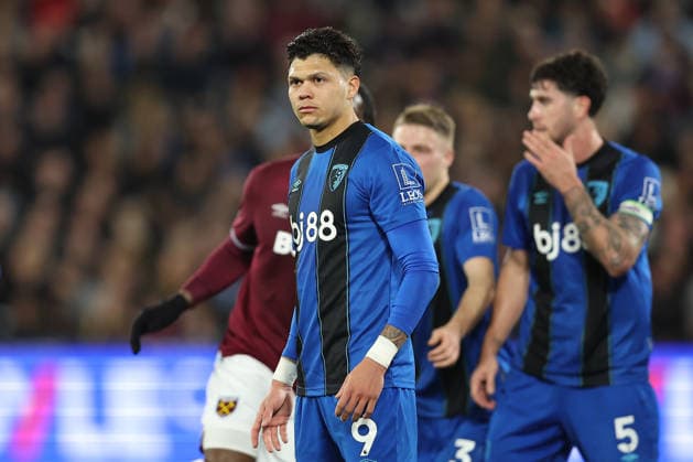21st February 2026; London Stadium, London, England; Premier League Football, West Ham United versus Bournemouth; Evanilson of Bournemouth  KatiexChan Content restricted for UK based newspaper