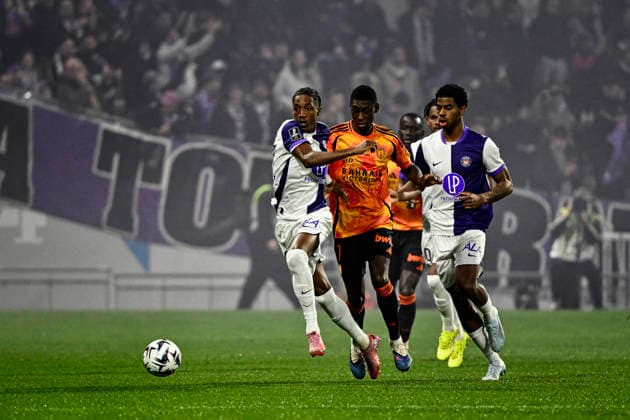 FOOTBALL : Toulouse vs PFC - 23eme Journee de Ligue1 McDonald S - Toulouse - 21 02 2026 Alimami Gory (pfc) vs Â¨Pape Diop (tfc) Toulouse  Copyright: xThierryxBretonx