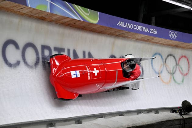 Cortina d Ampezzo, Italy, February 21th 2026. Melanie Hasler and Nadja Pasternack of Switzerland in action during the Bobsleight 2-woman Heat 3 and 4 race of the Olympic Winter games, Winterspiele,Spiele, Summer games 2026 in Cortina d Ampezzo, Italy. (Photo by Igor Kupljenik Sports Press Photo)  Copyright: xIgorxKupljenikx xSPPx Sportspressphoto_SPR95633