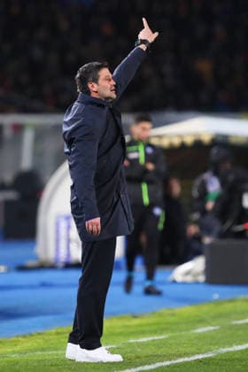 Cristian Chivu, head coach of FC Internazionale Milano gestures during the serie A match between US Lecce and FC Internazionale Milano at Ettore Giardiniero - Via del Mare stadium in Lecce (Italy), February 21, 2026. massimilianoxcarnabuci