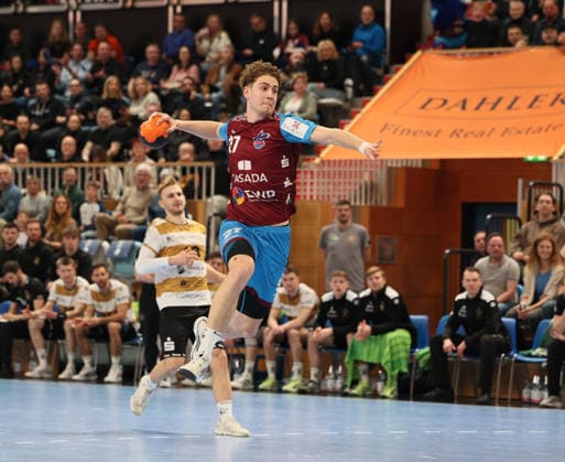 GER HBL2 Saison 2025 2026 VfL Potsdam vs HC Elbflorenz Dresden, 21.02.26, MBS Arena, Potsdam Nils FUHRMANN (1.VfL Potsdam 27)
