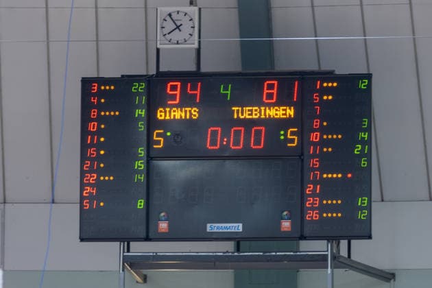 Die Tigers muessen sich den Giants mit 81:91 geschlagen geben. Bayer Giants Leverkusen vs. Tigers Tuebingen, Basketball, Barmer 2. Basketballbundesliga, 24. Spieltag, Saison 2025 2026, 21.02.2026 Bayer Giants Leverkusen vs. Tigers Tuebingen, Basketball, Barmer 2. Basketballbundesliga, Pro A, 24. Spieltag, Saison 2025 2026, 21.02.2026 Leverkusen Copyright: xEibner-Pressefoto ThomasxHaeslerx EP_THR