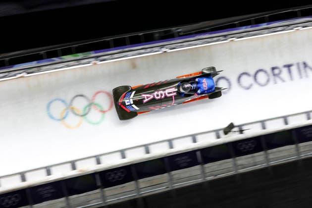OLYMPICS - Winter Olympic Games, Olympische Spiele, Olympia, OS Milano Cortina 2026 CORTINA D AMPEZZO,ITALY,21.FEB.26 - OLYMPICS, BOBSLEIGH - Winter Olympic Games Milano Cortina 2026, 2-woman, heat 3 and 4. Image shows Kaysha Love and Azaria Hill (USA).  GEPAxpictures xMaticxKlansek