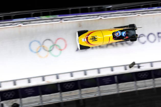 OLYMPICS - Winter Olympic Games, Olympische Spiele, Olympia, OS Milano Cortina 2026 CORTINA D AMPEZZO,ITALY,21.FEB.26 - OLYMPICS, BOBSLEIGH - Winter Olympic Games Milano Cortina 2026, 2-woman, heat 3 and 4. Image shows Laura Nolte and Deborah Levi (GER).  GEPAxpictures xMaticxKlansek