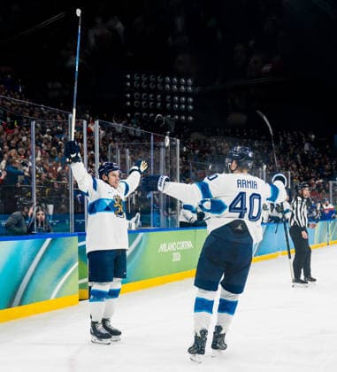 260221 Erik Haula and Joel Armia of Finland celebrate scoring 0-2 in the men s Ice hockey, Eishockey bronze medal game between Slovakia and Finland during day 15 of the 2026 Winter Olympics on February 21, 2026 in Milan. Photo: Emma Wallskog BILDBYRAN kod EW JM0801 bbeng ishockey ice hockey Olympic Games, Olympische Spiele, Olympia, OS olympics winter olympics os ol olympiska spel vinter-os olympiske leker milano cortina 2026 milan cortina 2026 milano cortina 2026 olympic games milano cortina 2026 winter olympic games milano cortina-os milano cortina-ol vinter-ol bronsmatch bronze medal game finland slovakien slovakia jubel *** 260221 Erik Haula and Joel Armia of Finland celebrate scoring 0 2 in the men s ice hockey bronze medal game between Slovakia and Finland during day 15 of the 2026 Winter Olympics on February 21, 2026 in Milan Photo Emma Wallskog BILDBYRAN kod EW JM0801 bbeng ishockey ice hockey olympic games olympics winter olympics os ol olympiska spel vinter os olympiske leker milano cortina 2026 milan cortina 2026 milano cortina 2026 olympic games milano cortina 2026 winter olympic games milano cortina os milano cortina ol vinter ol bronsmatch bronze medal game finland slovakien slovakia jubel  Copyright: EMMAxWALLSKOG BB260221EW074