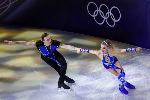 ITALY, MILAN - FEBRUARY 21, 2026: Pair skaters Anastasiia Metelkina and Luka Berulava of Georgia perform during the Figure skating, Eiskunstlauf exhibition gala at the 2026 Winter Olympic Games, Olympische Spiele, Olympia, OS at Milano Ice Skating Arena. Peter Kovalev TASS  89057603