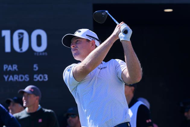 February 21, 2026, Pacific Palisades, California, USA: Max Greyserman tees off during Round 3 of the 2026 Genesis Invitational Golf Tournament on Saturday February 21, 2026 at the Riviera Country Club in Pacific Palisades, California. ARIANA RUIZ PI Pacific Palisades USA - ZUMAp124 20260221_zaa_p124_028 Copyright: xArianaxRuizx