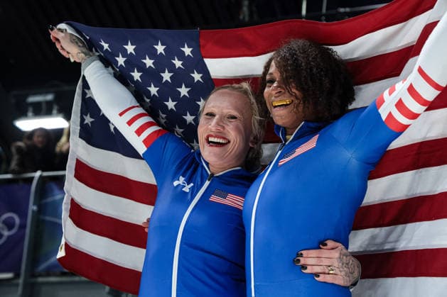 GIOCHI OLIMPICI - Olimpiadi Invernali Milano-Cortina 2026 - Bobsleigh 2-woman Kaillie Armbruster Humphries Jasmine Jones (USA) 3rd place, Bronze Medal during the Olympic Winter games, Winterspiele,Spiele, Summer games Milano-Cortina 2026, Bobsleigh 2-woman Heat 4 Final on February 21, 2026 at Cortina Sliding Center in Cortina d Ampezzo, Italy Cortina D Ampezzo Italy  Copyright: xIPAxSport ABACAx