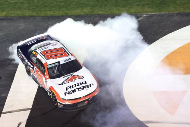 ATLANTA, GA - FEBRUARY 21: Sheldon Creed ( 00 Haas Factory Team Road Ranger Chevrolet) celebrates after winning the NASCAR, Motorsport, USA O Reilly Auto Parts Series Bennett Transportation & Logistics 250 on February 21, 2026 at EchoPark Speedway in Hampton,GA. (Photo by Jeff Robinson Icon Sportswire) AUTO: FEB 21 NASCAR Oâ€™Reilly Auto Parts Series Bennett Transportation & Logistics 250 EDITORIAL USE ONLY Icon2602215234250