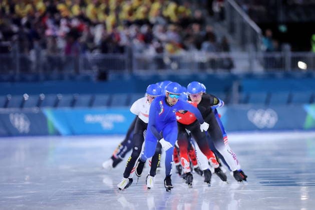 General view, FEBRUARY 21, 2026 - Speed skating, Eisschnelllauf : Men s Mass Start Semi-final during the Milano Cortina 2026 Olympic Winter games, Winterspiele,Spiele, Summer games at Milano Speed Skating Stadium in Milan, Italy. Noxthirdxpartyxsales  aflo_320831524