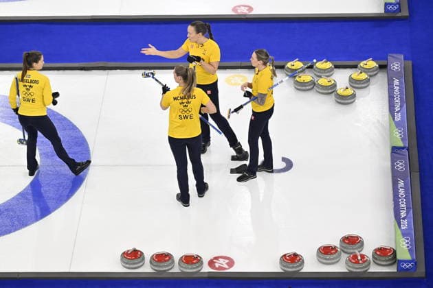 CORTINA, ITALIEN 20260222 Lag Hasselborg i damernas fial i curling mellan Sverige och Schweiz i Cortina under vinter-OS i Milano Cortina, Italien. *** Bilden ingar i SPORTPAKET. För övriga BETALBILD *** CORTINA ITALIEN x10050x *** CORTINA, ITALY 20260222 Team Hasselborg in the womens curling match between Sweden and Switzerland in Cortina during the Winter Olympics in Milan Cortina, Italy The picture is in the SPORT PACKAGE For others PAYPICTURE CORTINA ITALY x10050x  Copyright: xPontusxLundahl TTx OS 2026 CURLING DAMER FINAL SCHWEIZ-SVERIGE