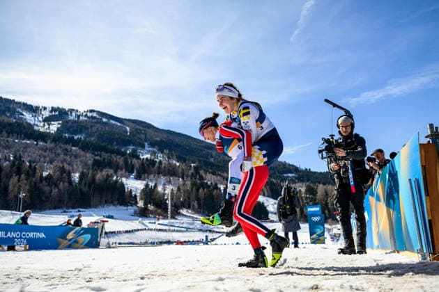 260222 Heidi Weng of Norway and Ebba Andersson of Sweden celebrate after competing in the women s 50km classic technique cross-country skiing race during day 16 of the 2026 Winter Olympics on February 22, 2026 in Val di Fiemme. Photo: Maxim Thore BILDBYRAN kod MT MT1003 jubel sweden sverige norge norway skidor cross-country skiing langrenn Olympic Games, Olympische Spiele, Olympia, OS olympics winter olympics os ol olympiska spel vinter-os olympiske leker milano cortina 2026 milan cortina 2026 milano cortina 2026 olympic games milano cortina 2026 winter olympic games milano cortina-os milano cortina-ol vinter-ol 16 bbeng *** 260222 Heidi Weng of Norway and Ebba Andersson of Sweden celebrate after competing in the women s 50km classic technique cross country skiing race during day 16 of the 2026 Winter Olympics on February 22, 2026 in Val di Fiemme Photo Maxim Thore BILDBYRAN kod MT MT1003 jubel sweden sverige norge norway skidor cross country skiing langrenn olympic games olympics winter olympics os ol olympiska spel vinter os olympiske leker milano cortina 2026 milan cortina 2026 milano cortina 2026 olympic games milano cortina 2026 winter olympic games milano cortina os milano cortina ol vinter ol 16 bbeng  Copyright: MAXIMxTHORE BB260222MT070