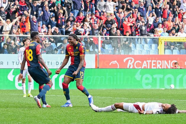 GenoaÕs Brooke Norton-Cuffy celebrates after scoring a goal for his team during the Serie A soccer match between Genoa and Torino at the Luigi Ferraris Stadium in Genoa, Italy - Sunday, February 22, 2026. - Soccer .  Copyright: xTanoxPecoraro LaPressex