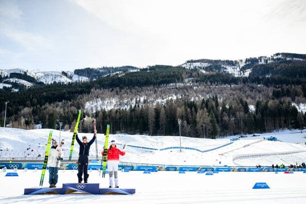 260222 Heidi Weng of Norway, Ebba Andersson of Sweden and Nadja Kälin of Switzerland celebrate on the podium after the women s 50km classic technique cross-country skiing race during day 16 of the 2026 Winter Olympics on February 22, 2026 in Val di Fiemme. Photo: Maxim Thore BILDBYRAN kod MT MT1003 jubel sweden sverige norge norway skidor cross-country skiing langrenn Olympic Games, Olympische Spiele, Olympia, OS olympics winter olympics os ol olympiska spel vinter-os olympiske leker milano cortina 2026 milan cortina 2026 milano cortina 2026 olympic games milano cortina 2026 winter olympic games milano cortina-os milano cortina-ol vinter-ol 16 bbeng *** 260222 Heidi Weng of Norway, Ebba Andersson of Sweden and Nadja Kälin of Switzerland celebrate on the podium after the women s 50km classic technique cross country skiing race during day 16 of the 2026 Winter Olympics on February 22, 2026 in Val di Fiemme Photo Maxim Thore BILDBYRAN code MT MT1003 jubel sweden sverige norge norway skidor cross country skiing langrenn olympic games olympics winter olympics os ol olympiska spel vinter os olympiske leker milano cortina 2026 milan cortina 2026 milano cortina 2026 olympic games milano cortina 2026 winter olympic games milano cortina os milano cortina ol vinter ol 16 bbeng  Copyright: MAXIMxTHORE BB260222MT115