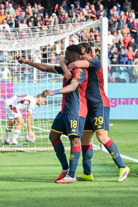 Genoa™s Caleb Ekuban celebrates after scoring a goal for his team during the Serie A soccer match between Genoa and Torino at the Luigi Ferraris Stadium in Genoa, Italy - Sunday, February 22, 2026. - Soccer .  Copyright: xTanoxPecoraro LaPressex