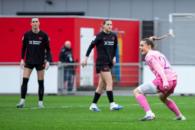 Google Pixel Frauen-Bundesliga: Bayer 04 Leverkusen - TSG 1899 Hoffenheim; 22.02.2026 Selina Cerci (TSG 1899 Hoffenheim, 29) jubelt nach ihrem Tor am 19. Spieltag der Google Pixel Frauen-Bundesliga im Spiel von Bayer 04 Leverkusen gegen die TSG 1899 Hoffenheim am 22.02.2026 im Ulrich-Haberland-Stadion in Leverkusen. Copyright: xBEAUTIFULxSPORTS Meuselx