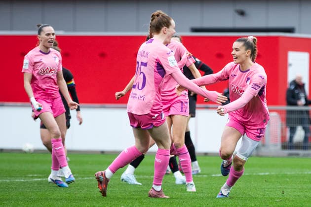 Google Pixel Frauen-Bundesliga: Bayer 04 Leverkusen - TSG 1899 Hoffenheim; 22.02.2026 Selina Cerci (TSG 1899 Hoffenheim, 29) jubelt nach ihrem Tor am 19. Spieltag der Google Pixel Frauen-Bundesliga im Spiel von Bayer 04 Leverkusen gegen die TSG 1899 Hoffenheim am 22.02.2026 im Ulrich-Haberland-Stadion in Leverkusen. Copyright: xBEAUTIFULxSPORTS Meuselx