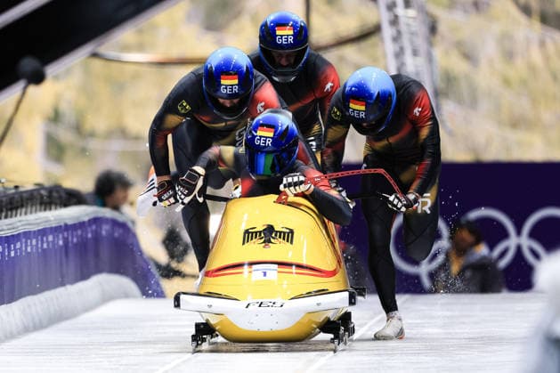 Johannes Lochner, Thorsten Margis, Jorn Wenzel, Georg Fleischhauer (GER) during the Olympic Winter games, Winterspiele,Spiele, Summer games Milano-Cortina 2026, Bobsleigh 4-man on February 21, 2026 at Cortina Sliding Center in Cortina d Ampezzo, Italy  Copyright: xLucianoxMariaxBisi IPAxSportx xipa-agency.netx xx IPA_71868100 IPA_Agency_IPA71868100