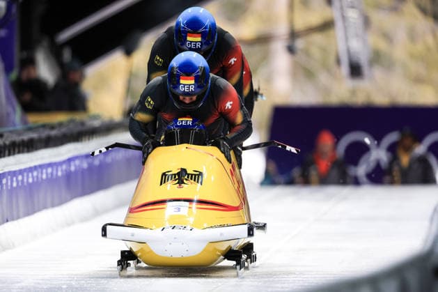 Adam Ammour, Issam Ammour, Joshua Tasche, Alexander Schaller (GER) during the Olympic Winter games, Winterspiele,Spiele, Summer games Milano-Cortina 2026, Bobsleigh 4-man on February 21, 2026 at Cortina Sliding Center in Cortina d Ampezzo, Italy  Copyright: xLucianoxMariaxBisi IPAxSportx xipa-agency.netx xx IPA_71868115 IPA_Agency_IPA71868115