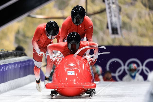 Michael Vogt, Andreas Haas, Amadou David Ndiaye, Mario Aeberhard (SUI) during the Olympic Winter games, Winterspiele,Spiele, Summer games Milano-Cortina 2026, Bobsleigh 4-man on February 21, 2026 at Cortina Sliding Center in Cortina d Ampezzo, Italy  Copyright: xLucianoxMariaxBisi IPAxSportx xipa-agency.netx xx IPA_71868147 IPA_Agency_IPA71868147