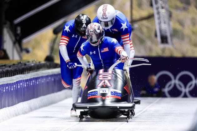 Kristopher Horn, Caleb Furnell, Hunter Powell, Carsten Vissering (USA) during the Olympic Winter games, Winterspiele,Spiele, Summer games Milano-Cortina 2026, Bobsleigh 4-man on February 21, 2026 at Cortina Sliding Center in Cortina d Ampezzo, Italy  Copyright: xLucianoxMariaxBisi IPAxSportx xipa-agency.netx xx IPA_71868290 IPA_Agency_IPA71868290