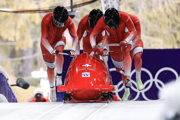 Timo Rohner, Pascal Moser, Mathieu Hersperger, Cyril Bieri (SUI) during the Olympic Winter games, Winterspiele,Spiele, Summer games Milano-Cortina 2026, Bobsleigh 4-man on February 21, 2026 at Cortina Sliding Center in Cortina d Ampezzo, Italy  Copyright: xLucianoxMariaxBisi IPAxSportx xipa-agency.netx xx IPA_71868409 IPA_Agency_IPA71868409