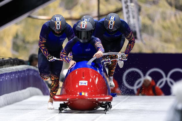 Mihai Cristian Tentea, Mihai Daniel Pacioianu, George Iordache, Constantin Dinescu (ROU) during the Olympic Winter games, Winterspiele,Spiele, Summer games Milano-Cortina 2026, Bobsleigh 4-man on February 21, 2026 at Cortina Sliding Center in Cortina d Ampezzo, Italy  Copyright: xLucianoxMariaxBisi IPAxSportx xipa-agency.netx xx IPA_71868417 IPA_Agency_IPA71868417